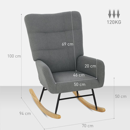 HOMCOM Teddy Fleece Rocking Chair - Grey 