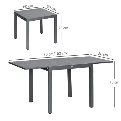 Outsunny Aluminium and Steel Expanding Six-Seater Garden Table - Grey 