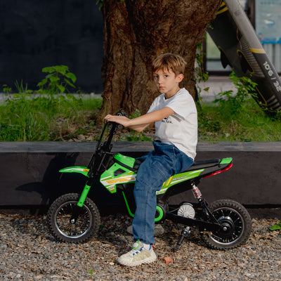 AIYAPLAY Kids Electric Motorbike, 24V Ride On Motorcycle with 3 Speeds and Rear Suspension, Dirt Bike for 8-12 Years Old, Green 