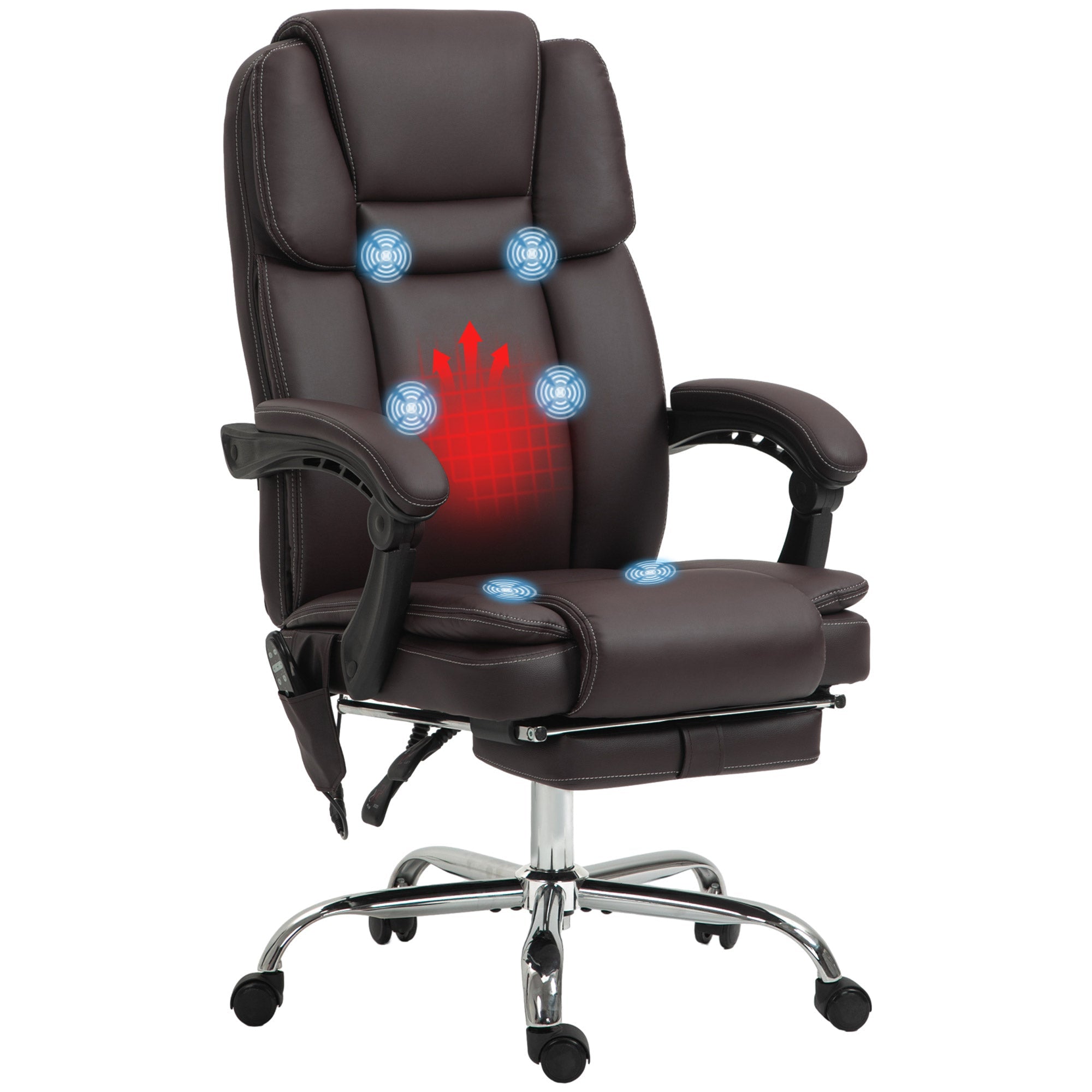 Vinsetto Six Point Vibrating Massage Office Chair - Dark Brown 