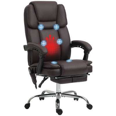 Vinsetto Six Point Vibrating Massage Office Chair - Dark Brown 