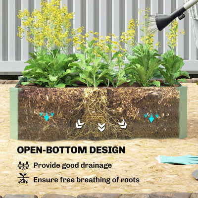 Outsunny Set of Two 100 x 60cm Steel Planter Boxes - Light Green 
