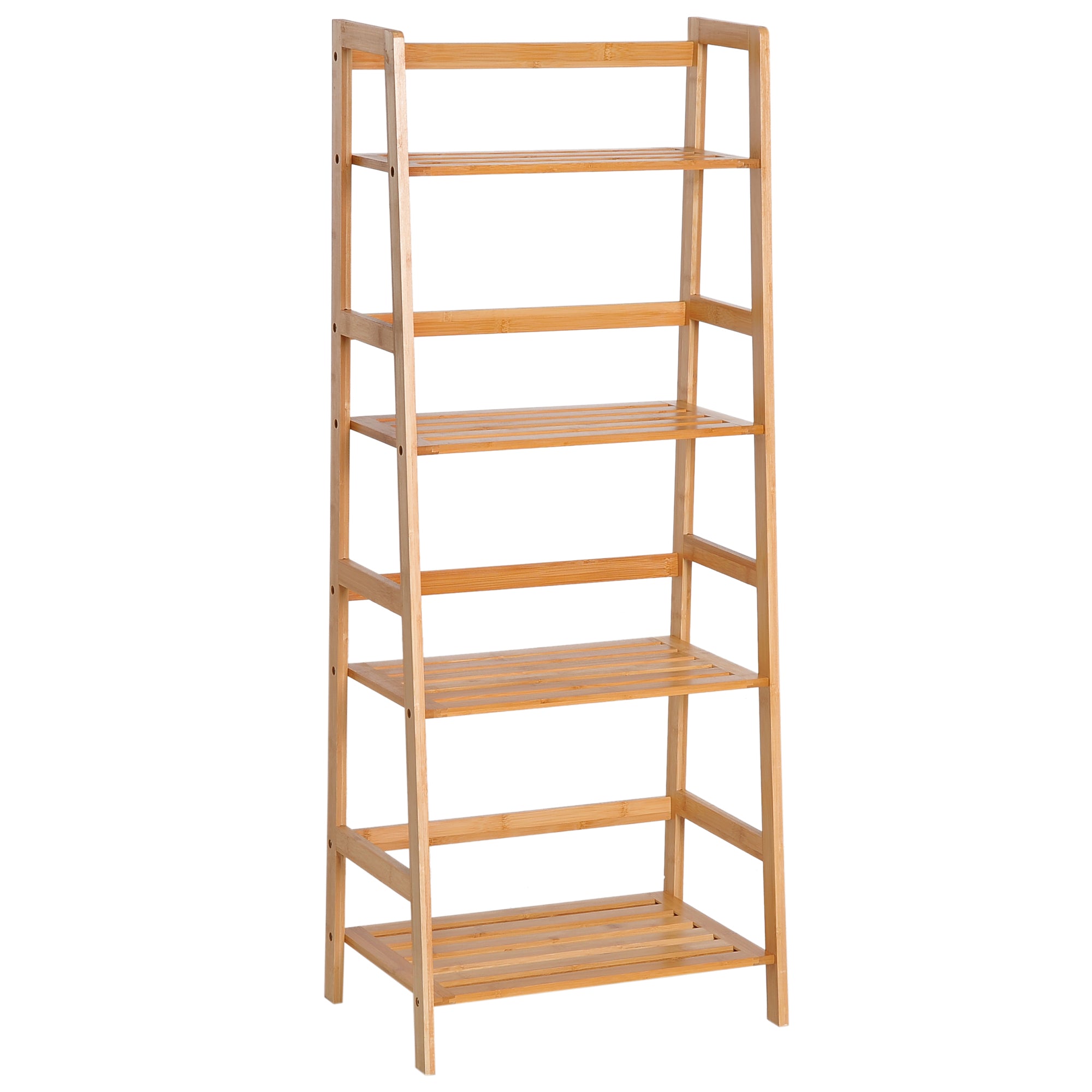 HOMCOM Bamboo Ladder Shelf, 4-Tier Bookshelf, Freestanding Bookcase for Living Room, Study, Bedroom, Home Office, 48 x 31.5 x 120cm, Natural Wood Effect 