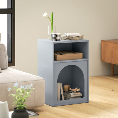 HOMCOM Bedside Table with 2 Open Compartments - Grey 