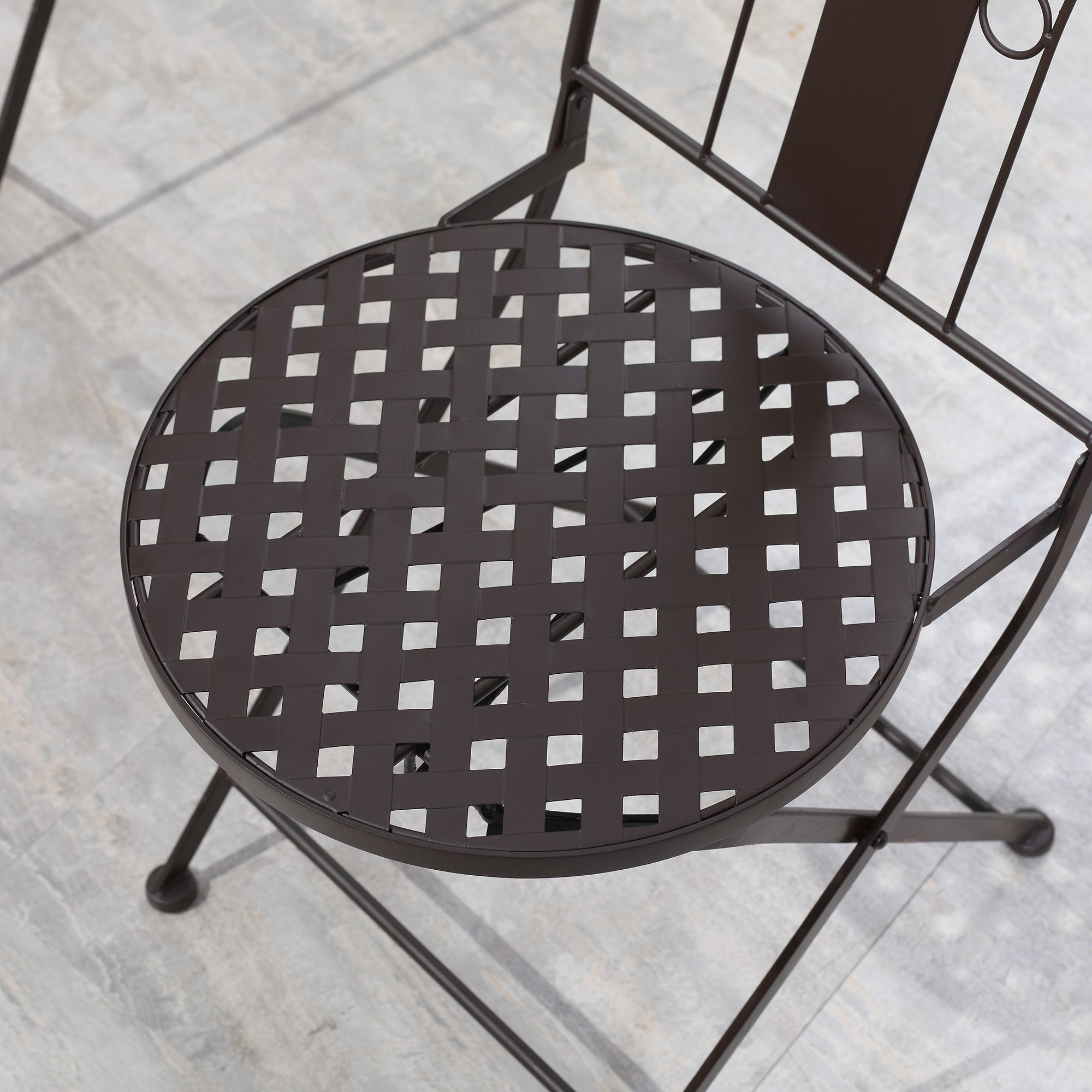 Outsunny 3-Piece Patio Bistro Set, Mosaic Table and 2 Armless Chairs with Foldable Design, Metal Frame for Garden, Poolside, Coffee 