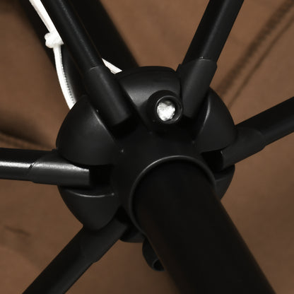 Outsunny 3x2m Garden Parasol Umbrella Outdoor Sun Shade Canopy with Tilt and Crank, Aluminium Frame Rectangular, Brown 