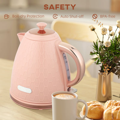 HOMCOM 3kW Rapid Boil Honeycomb Kettle - Light Pink 
