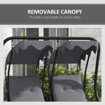 Outsunny Two-Seat Garden Swing Chair, with Protective Canopy - Grey 