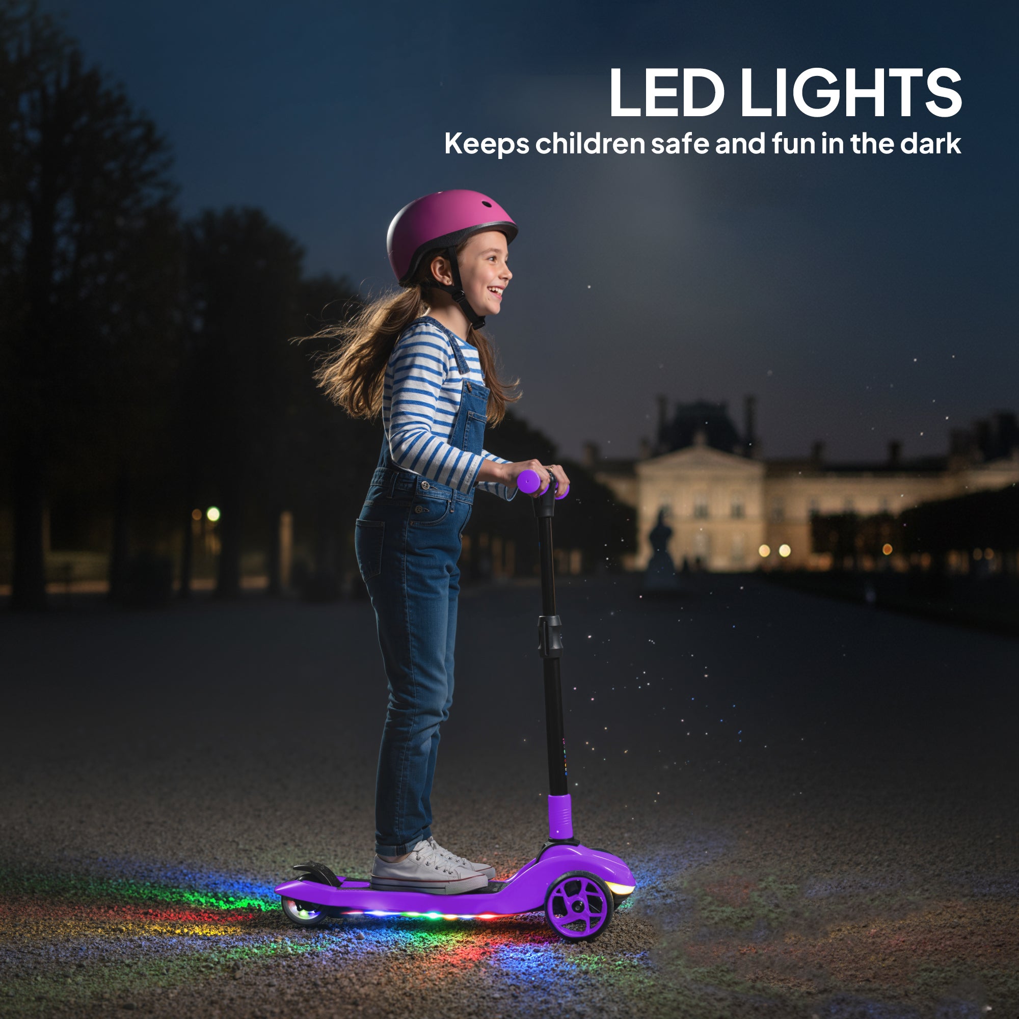 AIYAPLAY Three-Wheel Foldable Electric Scooter for Kids Aged 6-10 Years, Purple 