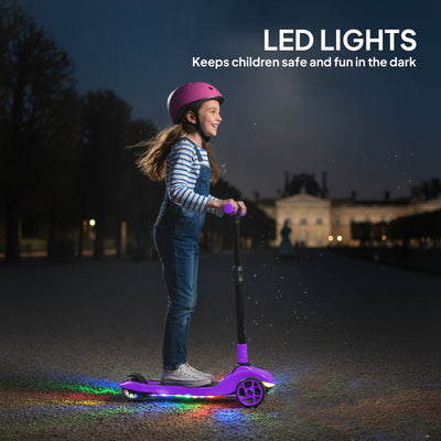 AIYAPLAY Three-Wheel Foldable Electric Scooter for Kids Aged 6-10 Years, Purple 