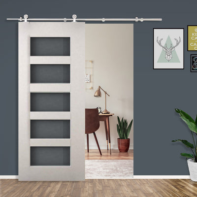 HOMCOM Wooden Sliding Door Kit Stainless Steel Smooth Operation Hardware Track Kit System Unit For Single Door 2000mm 