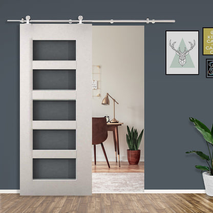 HOMCOM Wooden Sliding Door Kit Stainless Steel Smooth Operation Hardware Track Kit System Unit For Single Door 2000mm 