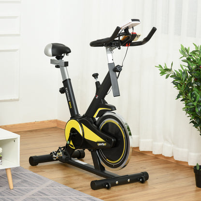 HOMCOM Upright Exercise Bike Indoor Training Cycling Machine Stationary Workout Bicycle with 10KG Flywheel and Adjustable Resistance Seat Handlebar LCD Display for Home Gym 