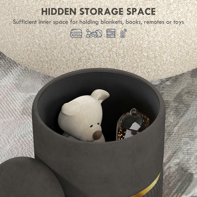 HOMCOM Velvet-Feel Storage Ottoman - Grey 