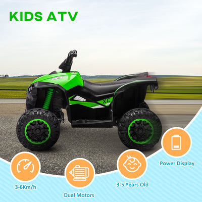 HOMCOM 12V Ride-On Quad Bike w/ Music, Horn, for Ages 3-5 Years - Green 