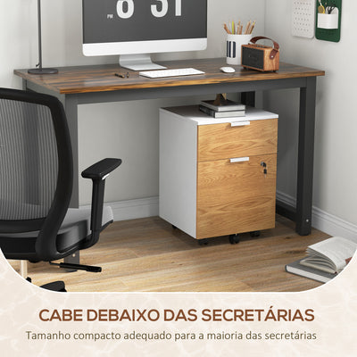 HOMCOM Two-Drawer Lockable Filing Cabinet - Wood Effect 