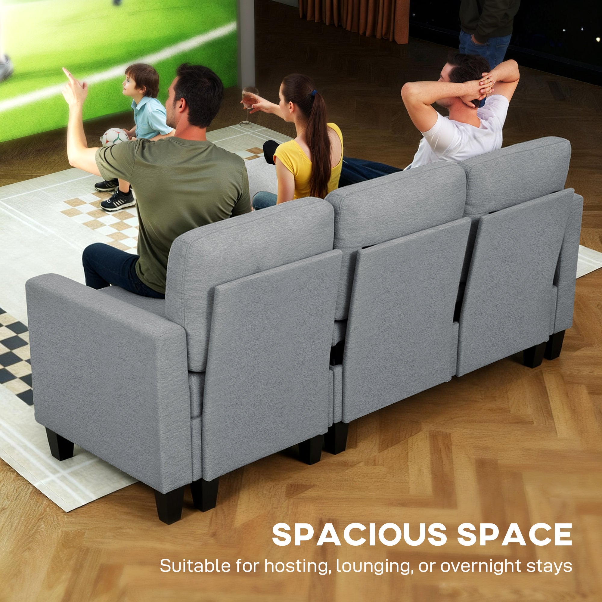 HOMCOM Three-Seater Storage Sofa Bed - Grey 
