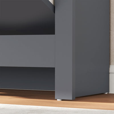 HOMCOM Slim Shoe Cabinet, Narrow Shoe Cupboard with 2 Flip Drawers, Adjustable Shelves for 12 Pairs of Shoes, Charcoal Grey 