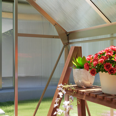 Outsunny Polycarbonate Greenhouse, Large Walk-In Green House with Slide Door and Window, Aluminium Frame, 6x4ft, Silver Tone 