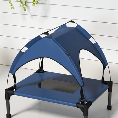 PawHut Cooling Raised Pet Bed w/ Washable Breathable Mesh, for Mini Small Dogs, 61 x 46 x 63cm - Dark Blue 
