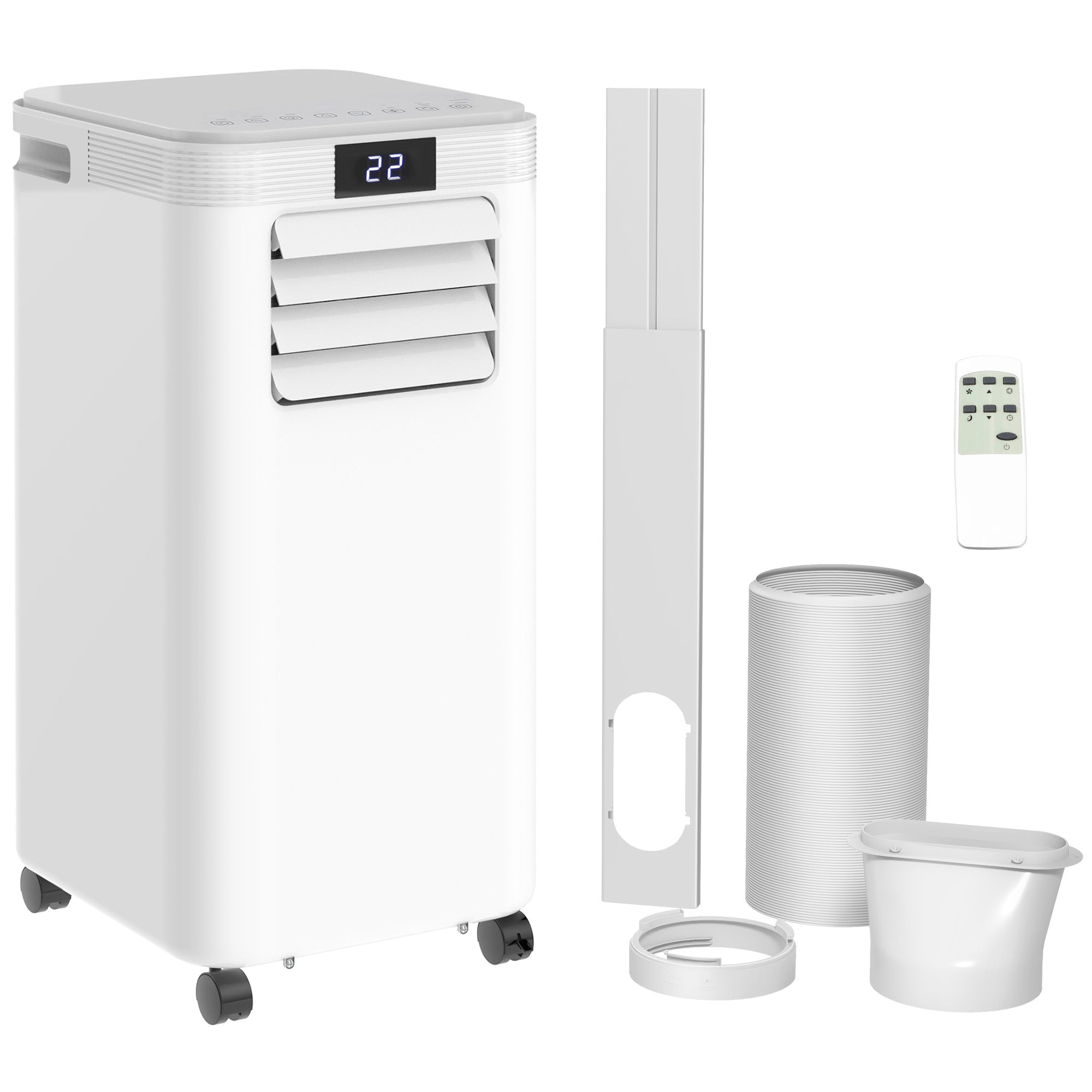 HOMCOM 8000 BTU Air Conditioning Unit, 3-in-1 Portable Air Conditioner, Dehumidifier, Cooling Fan with Remote Control, Digital Display, 2 Speeds, 24H Timer, Window Venting Kit, 18m² 