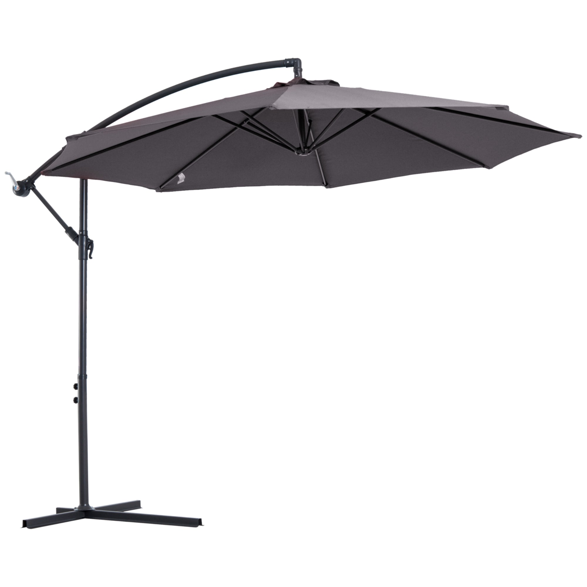 Outsunny Cantilever Umbrella Parasol Hanging Banana Steel Dark Grey 3M Patio 