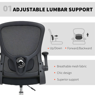HOMCOM Draughtsman Chair, with Adjustable Lumbar - Black 