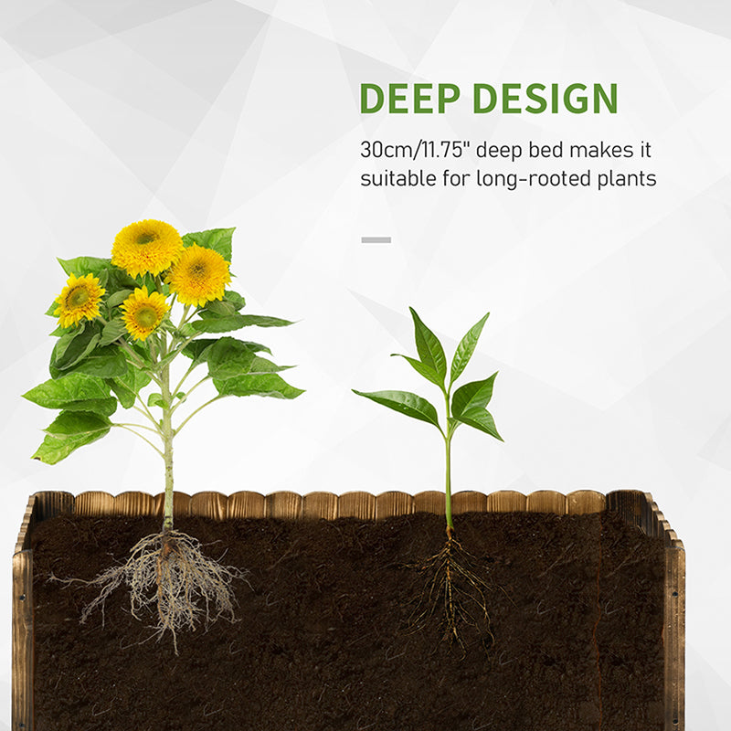 Outsunny 109L Raised Garden Bed, Wooden Rectangle Planter Box, Outdoor Herb Vegetable Flower Pot (100L x 40W x 30H cm) 