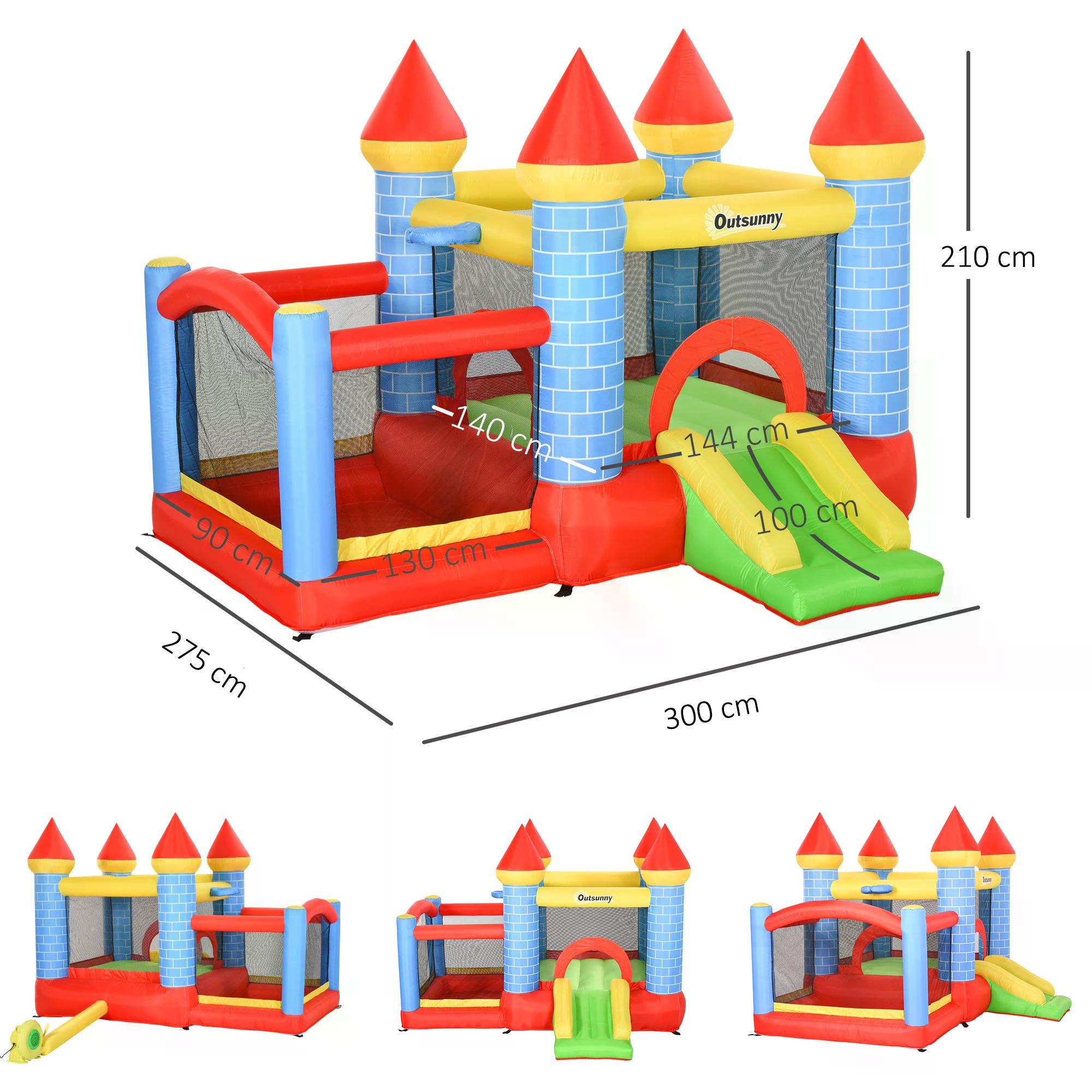 Outsunny Kids Bounce Castle Inflatable Trampoline Slide Pool Basket for Kids Age 3-10, 3 x 2.75 x 2.1m 