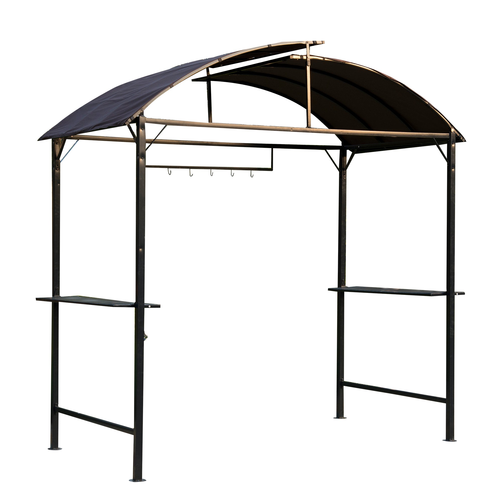Outsunny Metal Smoking Gazebo Marquee Garden Patio BBQ Tent Grill Canopy Awning Shelter - Coffee 