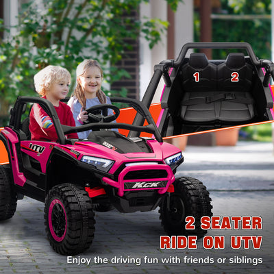AIYAPLAY 2 Seater 24V 7AH Ride on Truck, Battery Powered Electric Ride On Car w/ Remote, Suspension, 3 Speeds - Pink 