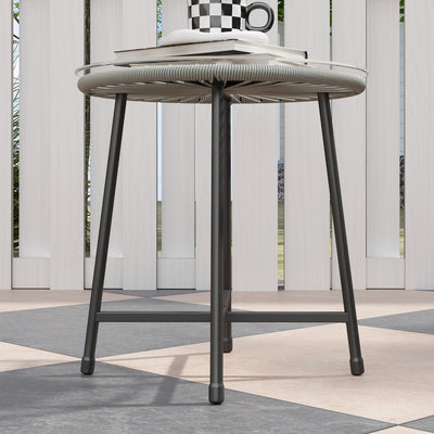 Outsunny 3 Pieces Rattan Bistro Set, Wicker Small Garden Table and Chairs Set with Cushions and Glass Top Coffee Table, Bistro Garden Furniture Set for Outdoor, Patio, Balcony, Light Grey 