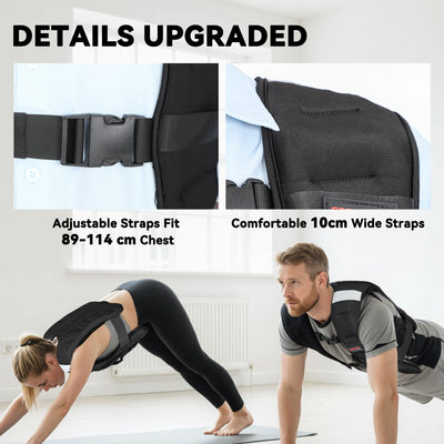 SPORTNOW Weighted Vest, 8 kg Weight Vest with Adjustable Straps, Reflective Strips, Black 