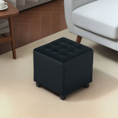 HOMCOM Velvet-Feel Square Ottoman - Grey 
