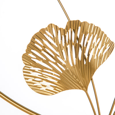 HOMCOM 3D Metal Wall Art Modern Ginkgo Leaves Hanging Wall Sculptures Home Decor for Living Room Bedroom Dining Room, Gold 
