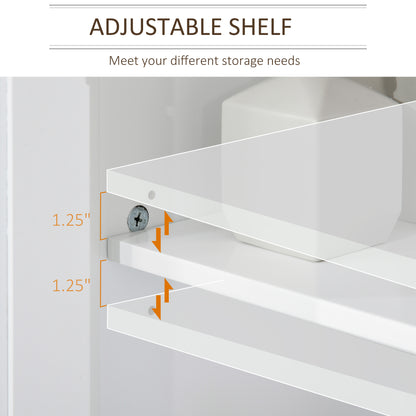 kleankin Bathroom Sink Cabinet, Bathroom Floor Storage Cabinet with 2 Doors Pedestal Under Sink Design, Space Saver Organizer Freestanding with Internal Adjustable Shelf, White 