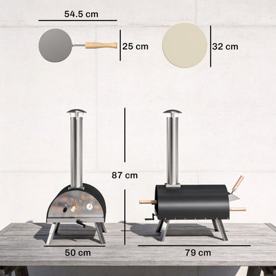 Outsunny Outdoor Pizza Oven Foldable Legs Pellet Wood Fired Pizza Maker w/ 12" Rotating Stone and Peel 