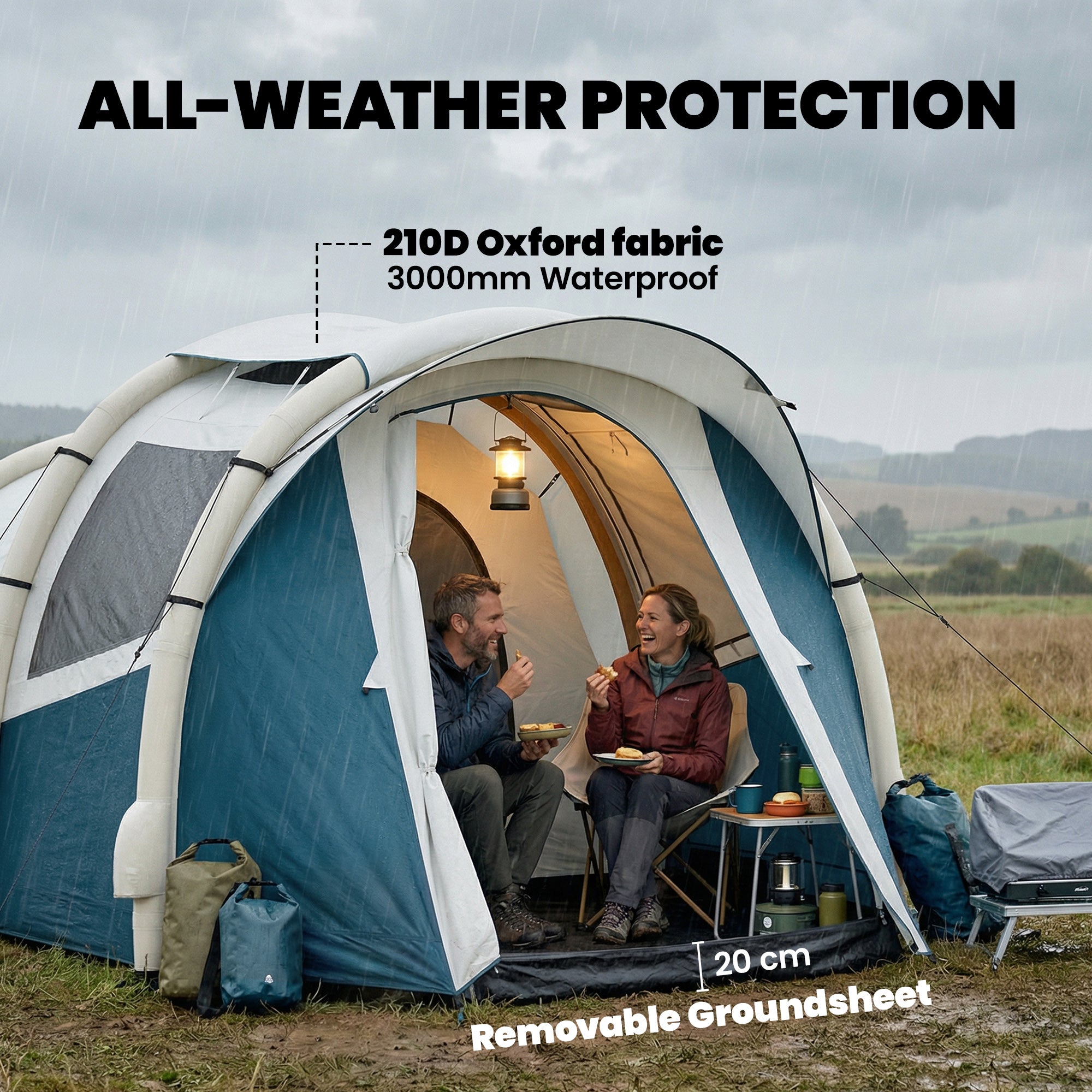 Outsunny Inflatable Camping Tent w/ Air Pump, Easy Setup 2-3 Person Blow Up Tent, Green 