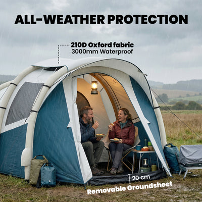 Outsunny Inflatable Camping Tent w/ Air Pump, Easy Setup 2-3 Person Blow Up Tent, Green 