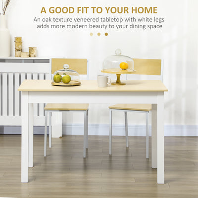HOMCOM Dining Table for 4 to 6, Modern Kitchen Table with Wood Effect Tabletop, Thick Legs, 120cm, Oak Wood Grain 