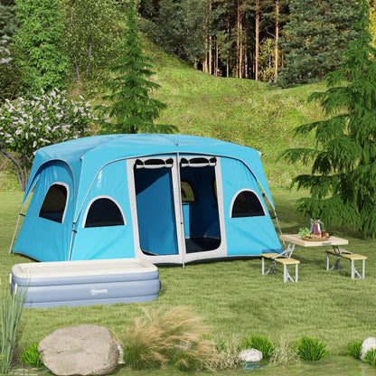 Outsunny Aluminium Frame Folding Picnic Table, Portable Camping Table and Chairs Set with Umbrella Hole 