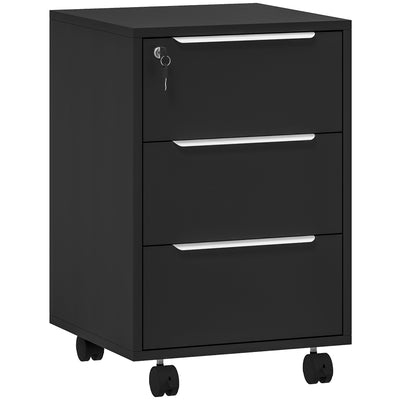 HOMCOM Three-Drawer Locking Filing Cabinet - Black 