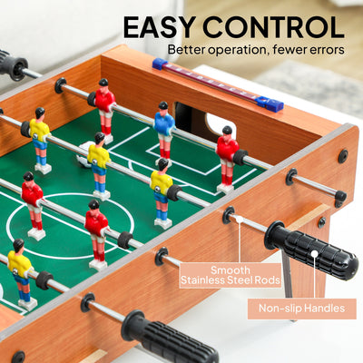 SPORTNOW 20 in Table-top Football Table with Stainless Steel Rods, Compact Foosball Table for Kids and Adults, All-Inclusive Foosball Game Set for Indoor, Nature Wood Finish 