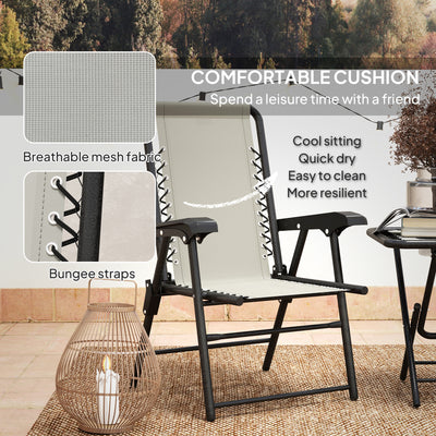 Outsunny Three-Piece Garden Table and Chair Set - Cream White 