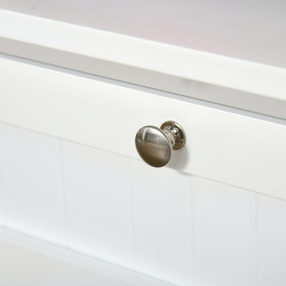 HOMCOM Kitchen Cupboard, Wooden Storage Cabinet with Framed Glass Door, Drawer, Microwave Space for Dining and Living Room, White 