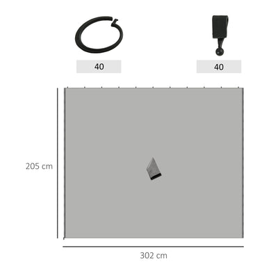 Outsunny Replacement Gazebo Curtains, 4-Panel Gazebo Side Panels Only, for 3 x 3 (M) Gazebos or Pergolas, Hooks/C-Rings Included, Light Grey 