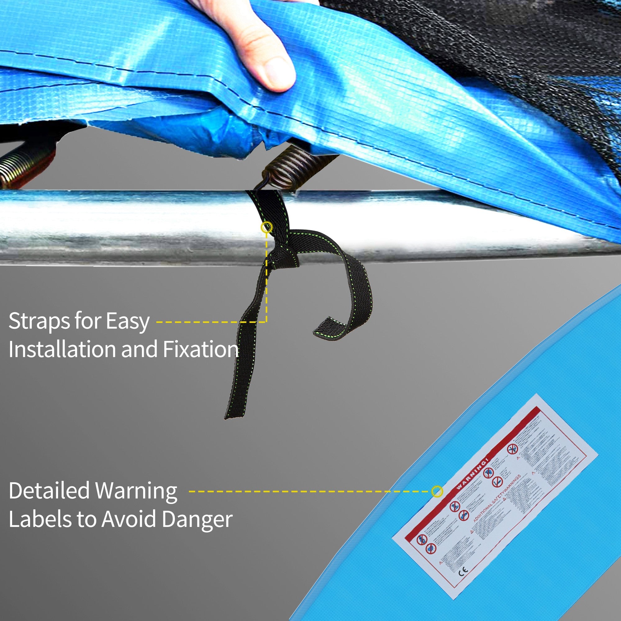 HOMCOM 12ft Trampoline Accessories Safety Pad Φ366cm Replacement Surround Padding Thick Foam Pads Light Blue 