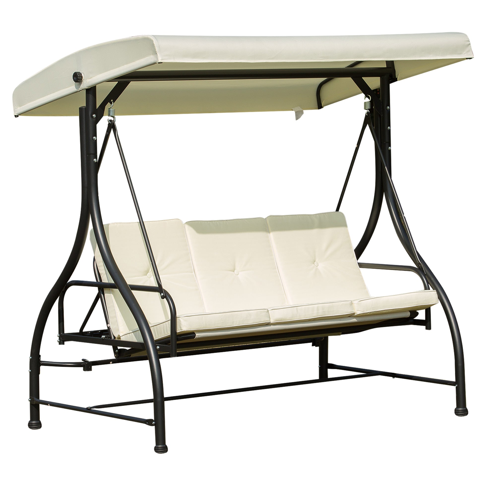 Outsunny 196L x 117D x 178H cm Swing Chair-Beige/Black 