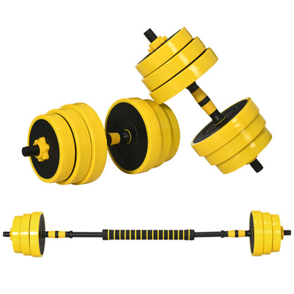 HOMCOM 25KG Dumbbell & Barbell  Adjustable Set Plate Bar Clamp Rod Home Gym Sports Area Exercise Ergonomic 
