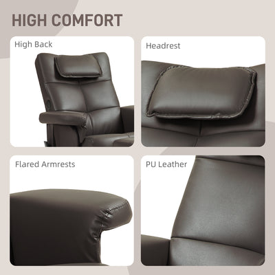 HOMCOM Faux Leather Massage Recliner Chair, with Storage Ottoman - Brown 